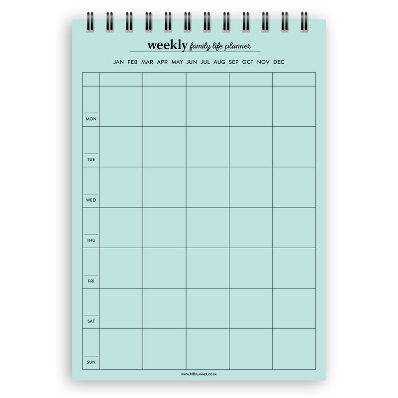 A5 weekly family life planner notepad | Spiral desk pad | Coloured and white paper