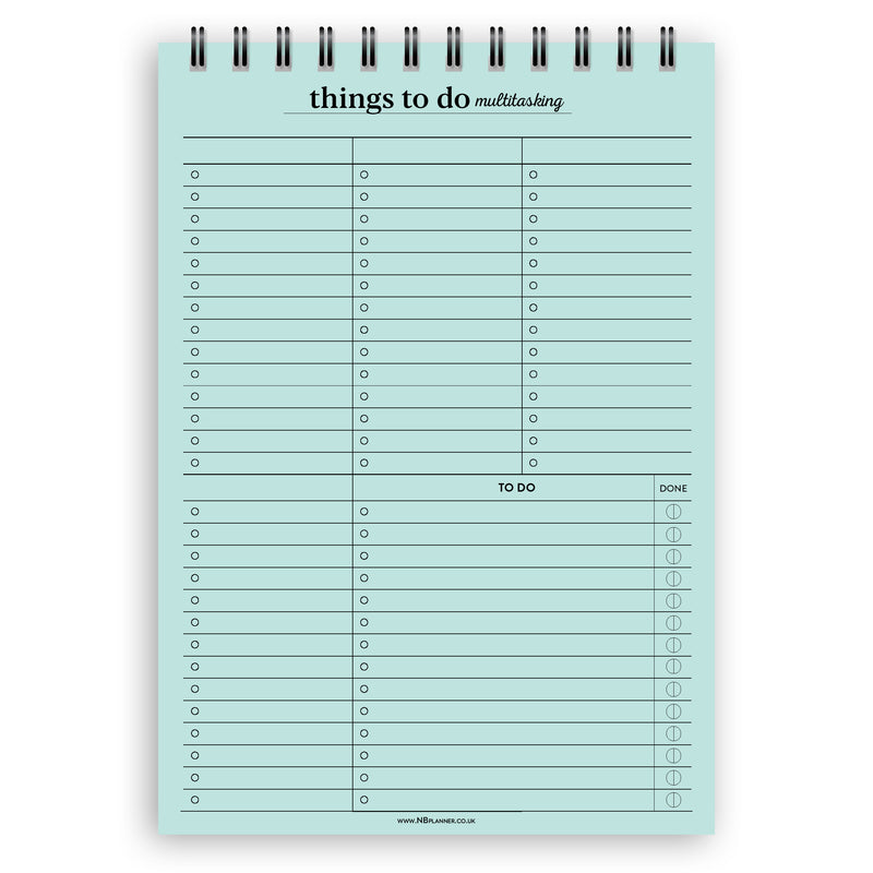 A5 things to do multitasking notepad | Spiral desk pad | Coloured and white paper