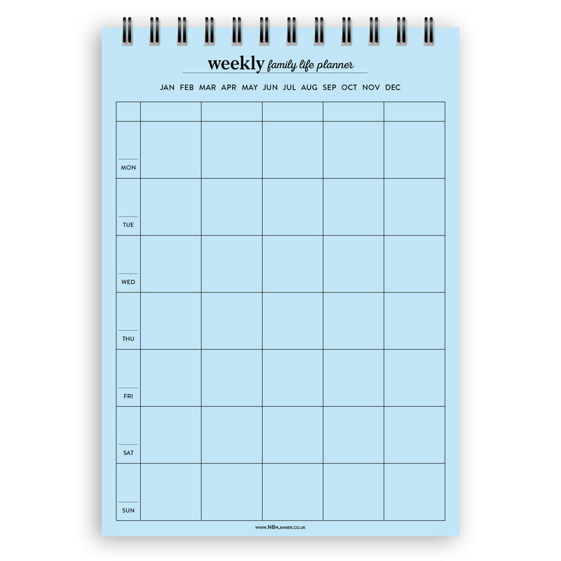 A5 weekly family life planner notepad | Spiral desk pad | Coloured and white paper