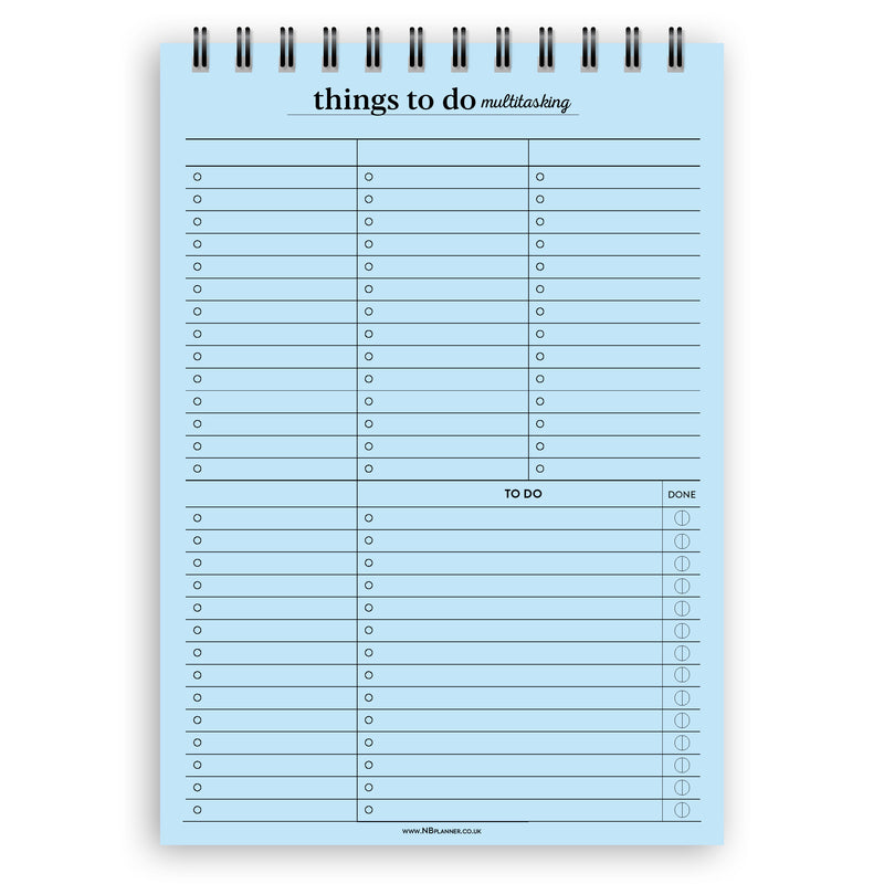 A5 things to do multitasking notepad | Spiral desk pad | Coloured and white paper