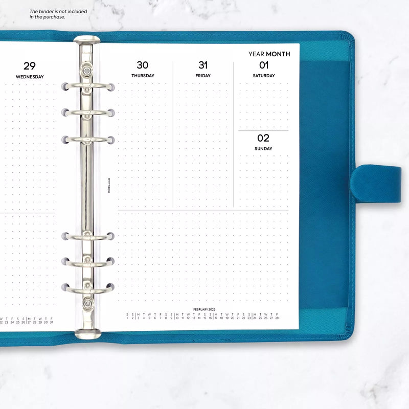 A5 size week on two pages dot grid / dotted diary organiser refill | Essential