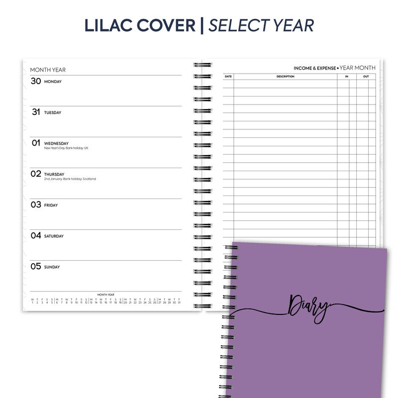 A5 Week on two pages income & expense spiral diary | Monthly/Weekly | Personalise