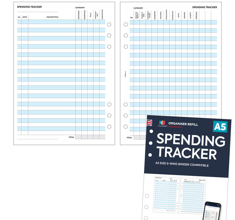 A5 size Spending tracker organiser refill | Classic collection