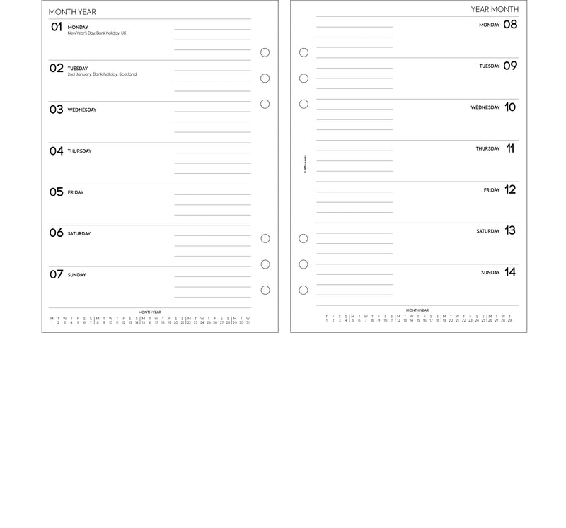 Pages pour Planner - Semaine - A5 - 104 pages - Pages Planner - Creavea