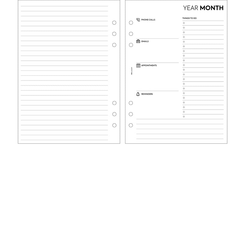 A5 size Month On Two Pages diary organiser refill | Essential