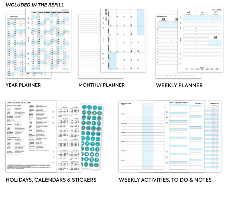 A5 size Week on two pages diary with appointments organiser refill | Monthly / weekly | Classic collection