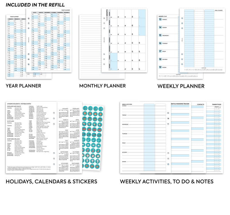 A5 size Family life planner organiser refill | Classic collection