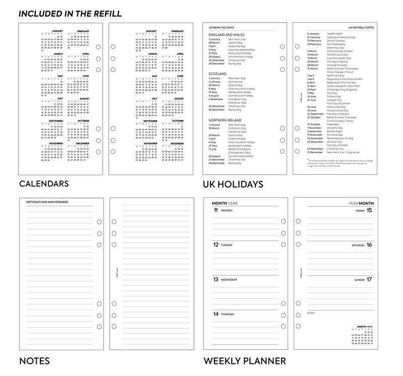 Personal size Week On Two Pages lined diary organiser refill | Essential