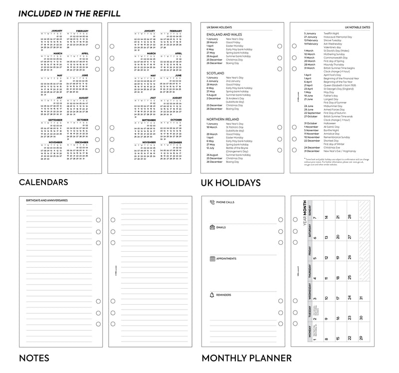 Personal size Month On One Page diary organiser refill | Essential