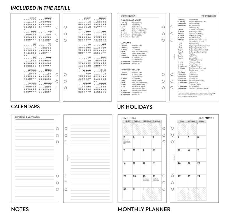 Personal size Month On Two Pages diary organiser refill | Essential