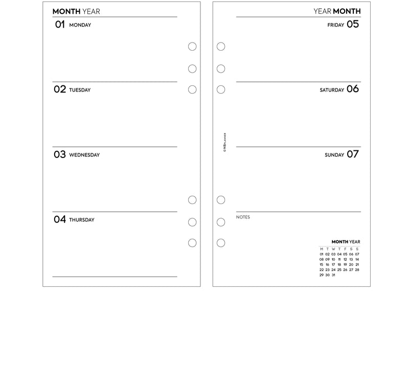 Personal size Week On Two Pages diary organiser refill | Essential