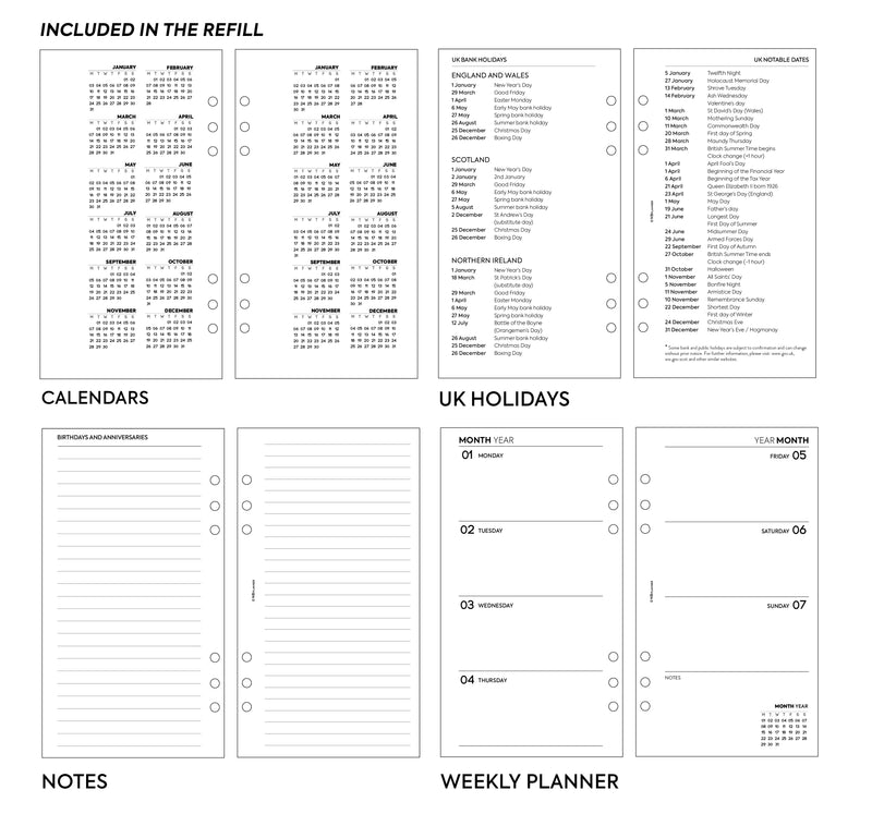 Personal size Week On Two Pages diary organiser refill | Essential