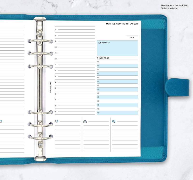 A5 size Undated workday planner organiser refill | Classic collection