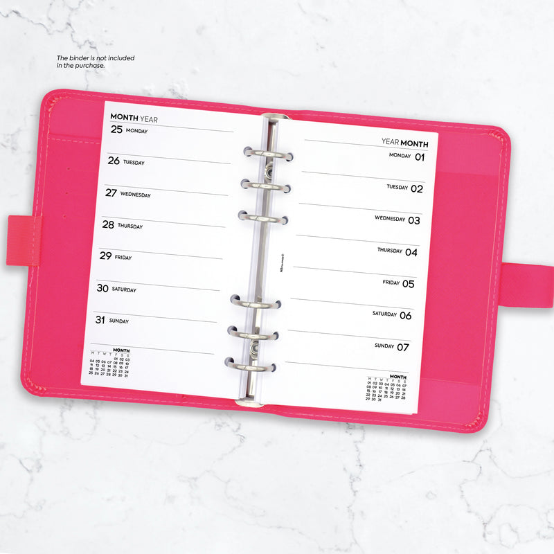 Personal size Week on one page diary organiser refill | Essential collection