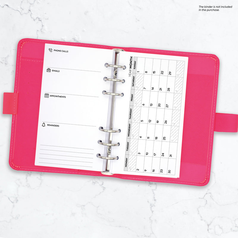 Personal size Month On One Page diary organiser refill | Essential