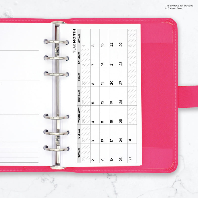 Personal size Month On One Page diary organiser refill | Essential