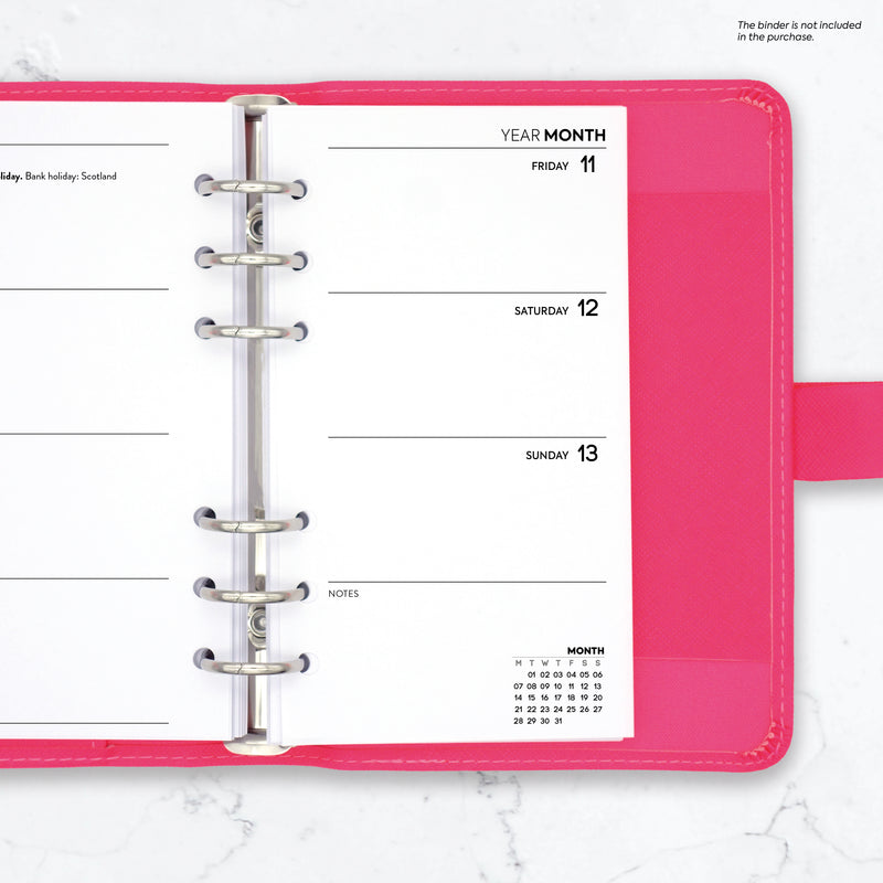 Personal size Week On Two Pages diary organiser refill | Essential