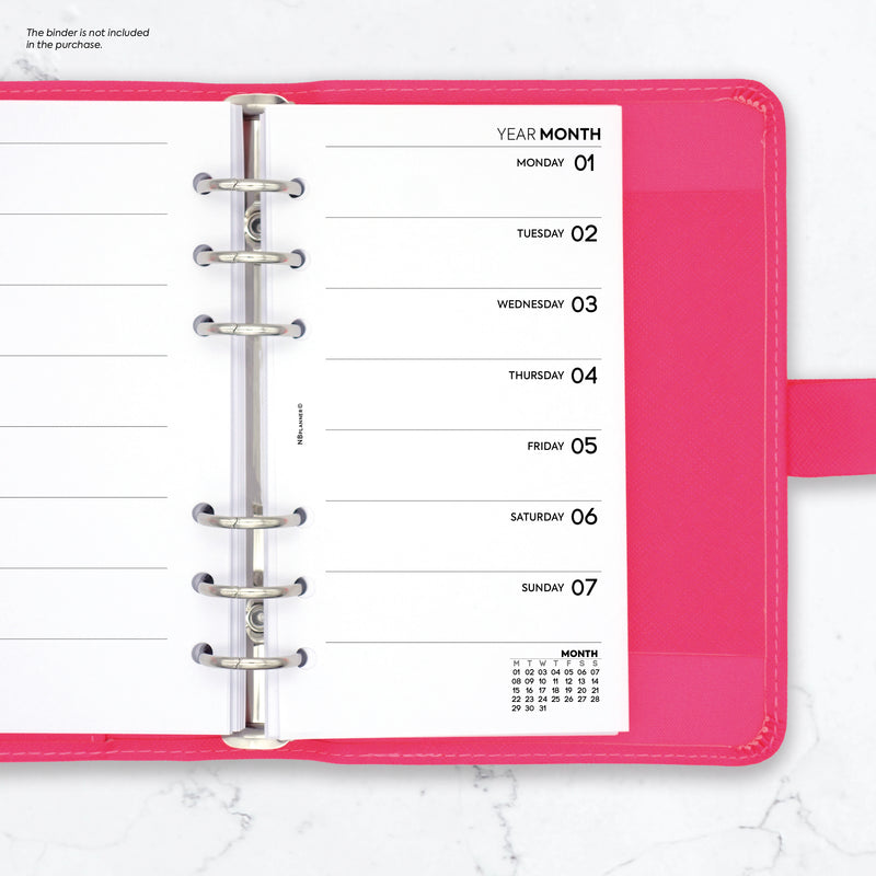 Personal size Week on one page diary organiser refill | Essential collection