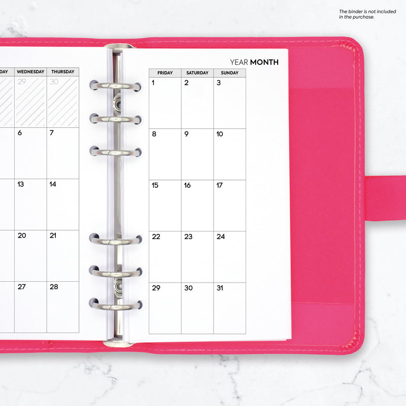 Personal size Month On Two Pages diary organiser refill | Essential