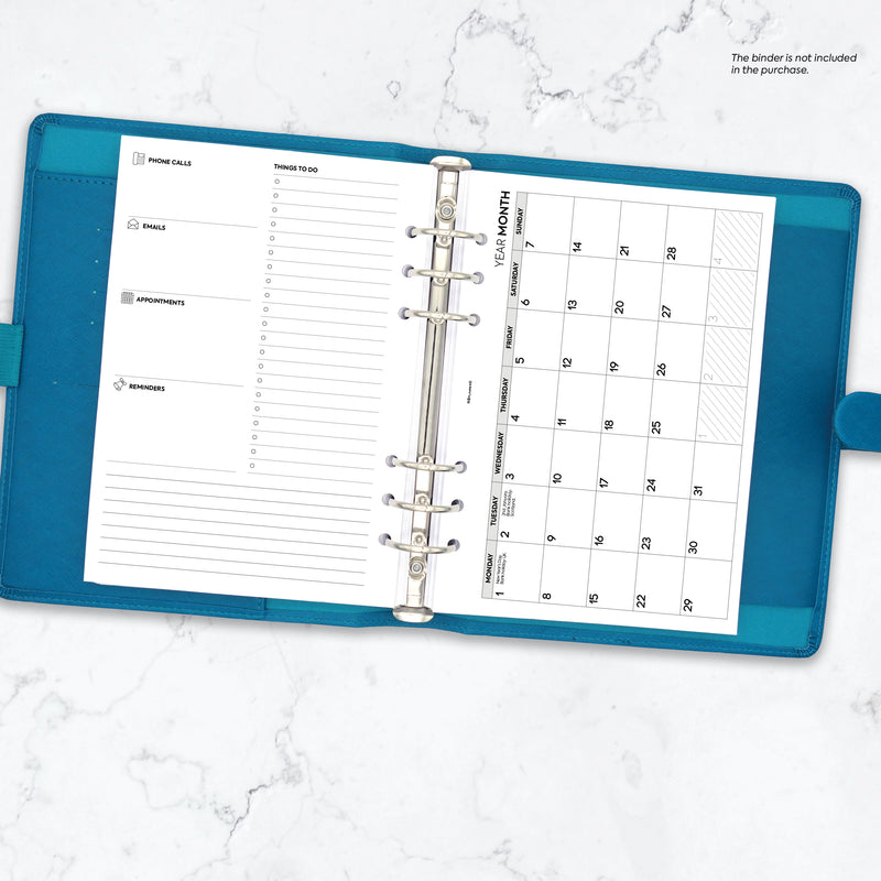 A5 size Month On One Page diary organiser refill | Essential