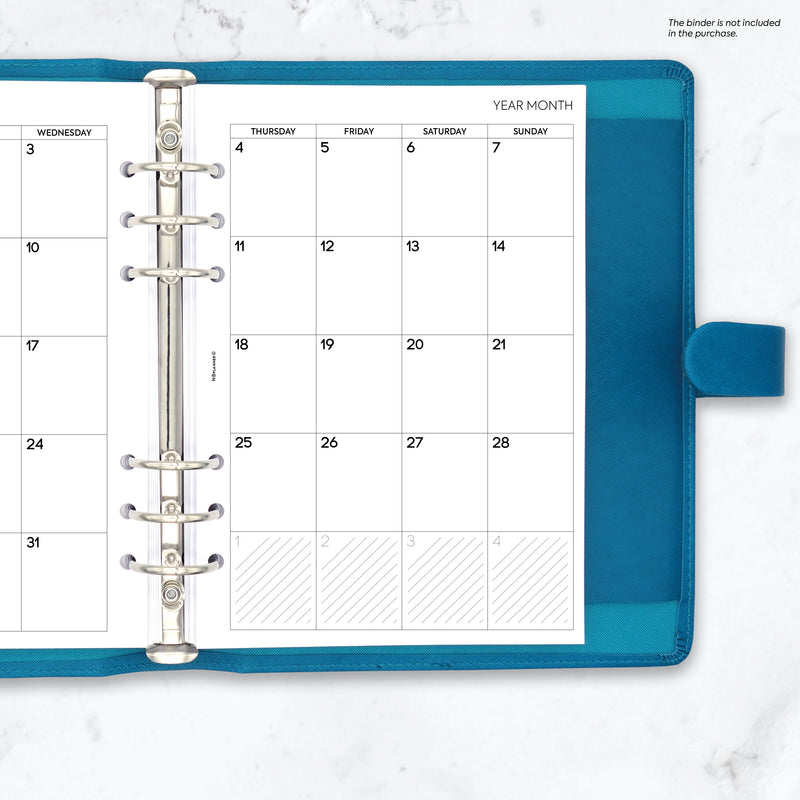 A5 size Month On Two Pages diary organiser refill | Essential